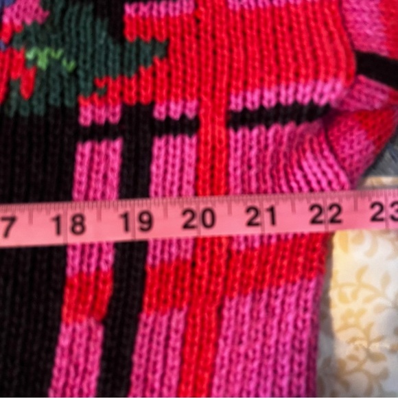 Vintage Gallagher Intarsia Knit Floral Cardigan Medium 1980s Shoulder Pads - Picture 6 of 9